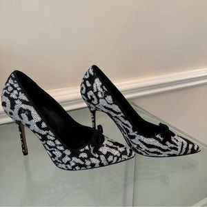 Manolo Blahnik Black and White Sequin Heels